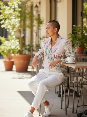 Bailey 44 Pink Floral Button-Up Blouse
